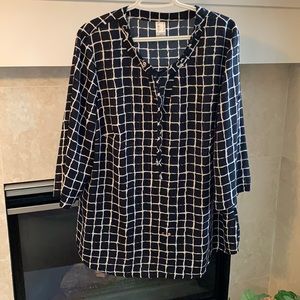 Blue and White Blouse